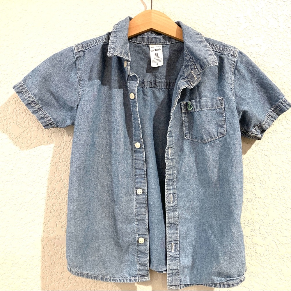 Carter's Blue Button Down Shirt for Kid’s, 5T